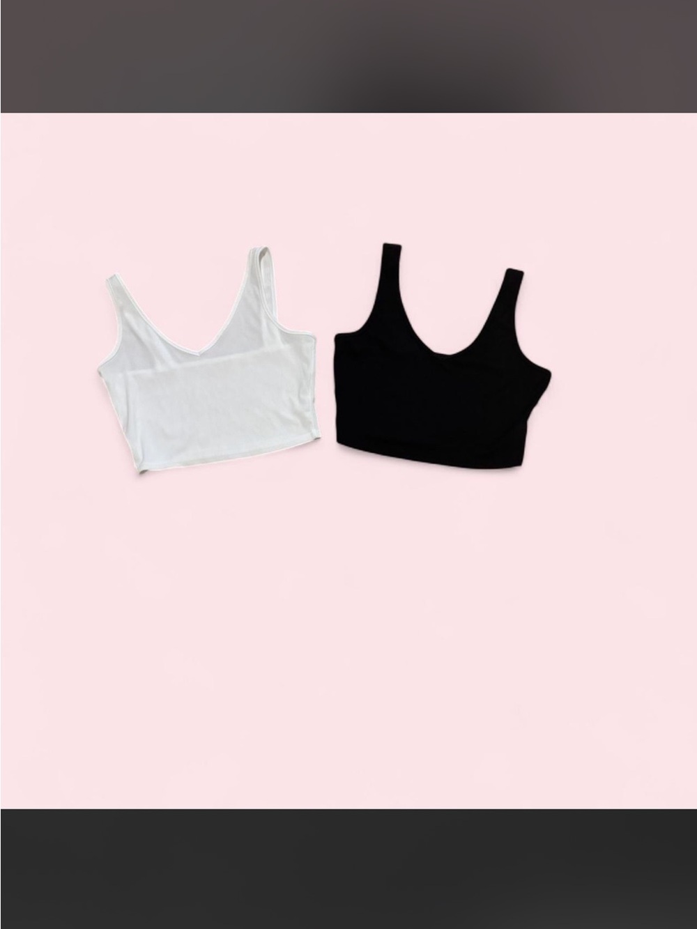 SHEIN Black & White Ribbed V-Neck Cropped Tank Duo